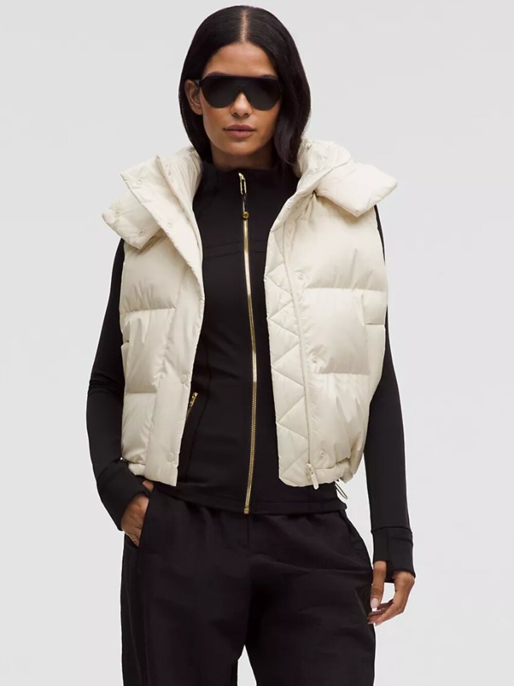 Lululemon Wunder Puff Cropped Vest in Bone